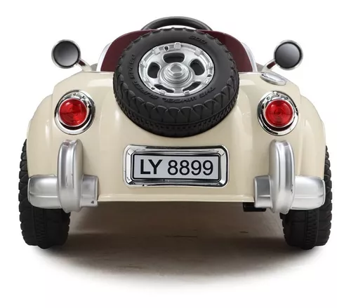 Carro Eletrico Infantil Retro 6V Com Controle Remoto Bege