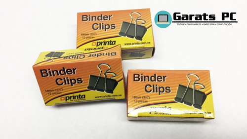 Clips Binder Mordaza 19mm (3/4 ) Caja De 12 Piezas X10unid