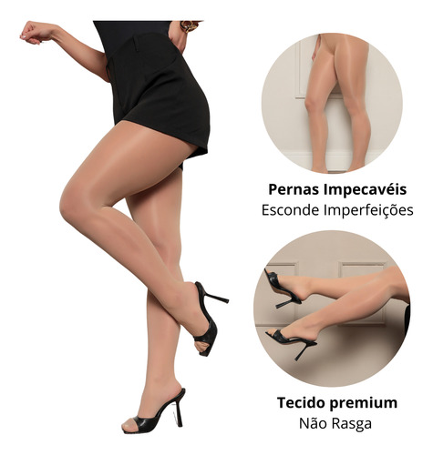 Meia-calça Anticelulite Não Puxa Fio Modeladora Bege 70d Nude Un Veste Do 36 Ao 44
