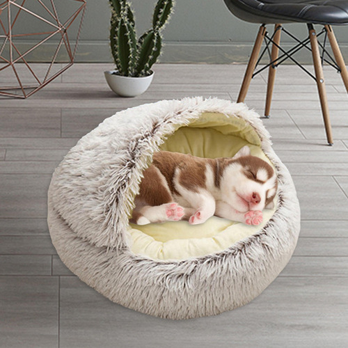 Z Cama Para Mascotas, Redonda, Suave, De Felpa, Nido, Cueva,