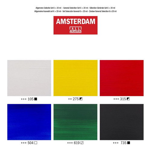 Acrílico Amsterdam Pack 6 Colores 20ml Selección General