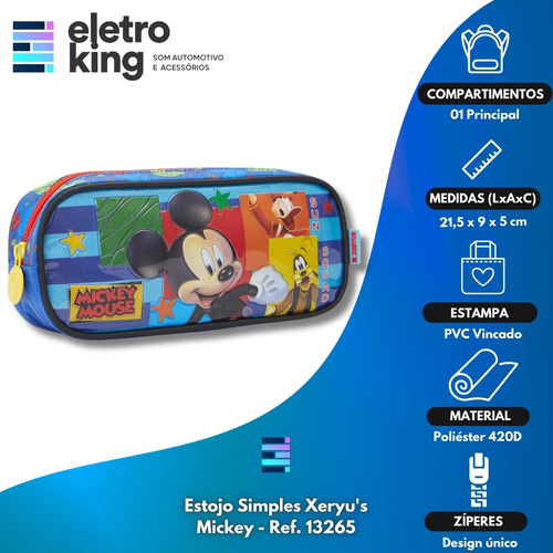 Estojo Escolar Xeryus Cor Azul Mickey 1 Nível