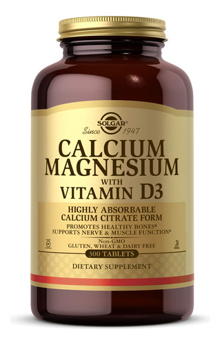 Solgar Calcium Magnesium With Vitamin D3, 300 Tablets - Prom