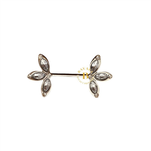 Pezonera Flor De Strass Barra Piercing Acero Quirúrgico