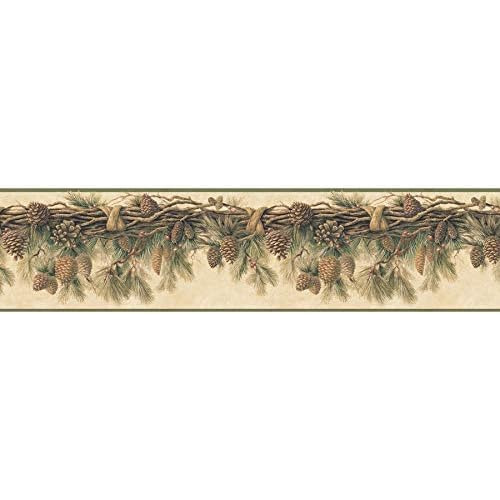 Tll01391b Wyola Pinecone Forest Wallpaper Border, Olive