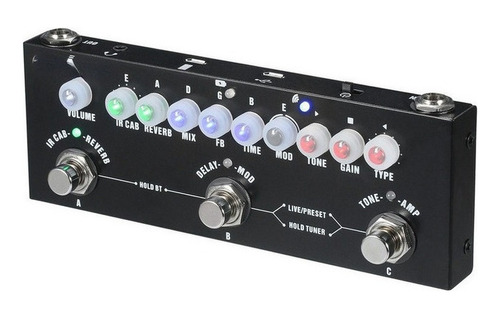 Pedal De Guitarra Elétrica De Efeito Multifuncional Cor Preto