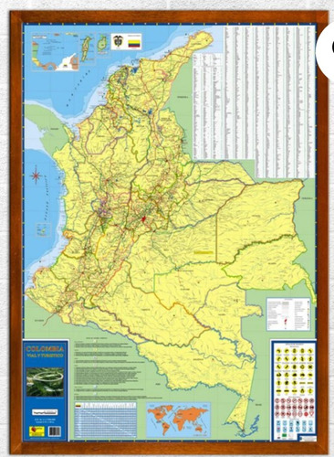 Mapa De Colombia Vial Y Turístico 70*100 Lámina Plastificada