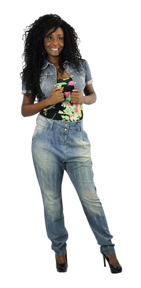 calça saruel jeans feminina