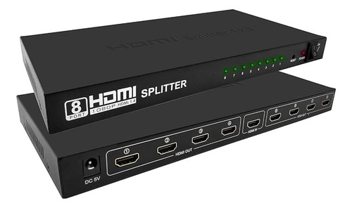 Splitter Hdmi 1x8 Amplificador Full Hd 1080p 4k 3d 8 Puertos