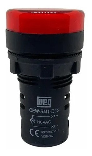 Sinaleiro Led Vermelho 110vca Weg Cew-sm1-d13 22mm 