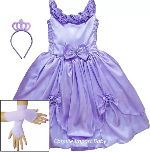 Vestido Luxo Infantil Princesa Sofia/Rapunzel C/Tiara (PP (1-2