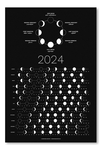 Calendario De Fases Lunares 2024 (se Envía Plano), Pó...