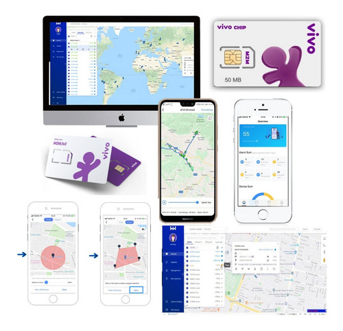 Imagem 2 de 9 de Plataforma De Rastreamento Gps Com App + Chip M2m Vivo 50mb