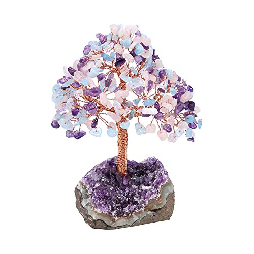 Árbol De Cristal Hecho Mano Base De Amatista, Árbol D...