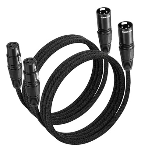 Cable Micrófono Sonicake Xlr 3 Pines 2 Unidades Negro 2m