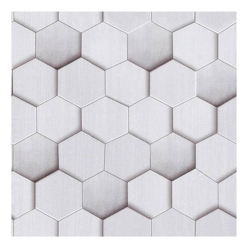 A Papel Pintado Adhesivo De Vinilo 3d Hexagonal Blanco Y
