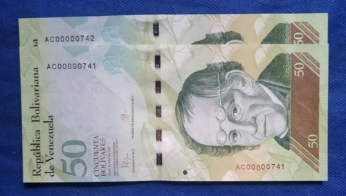  Billetes De 50 Bolívares Tres Dígitos Serie 741-742