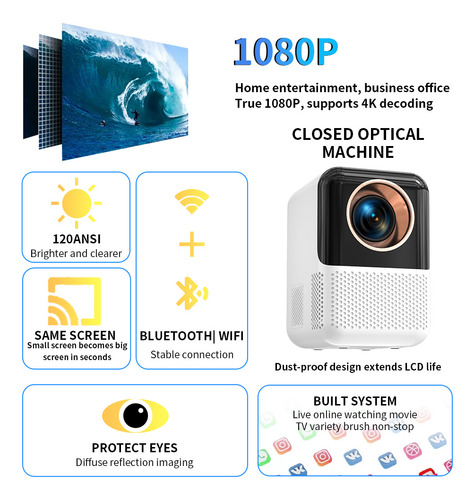 Proyector 4k Android 5g Wifi Bluetooth Full Hd Portátil