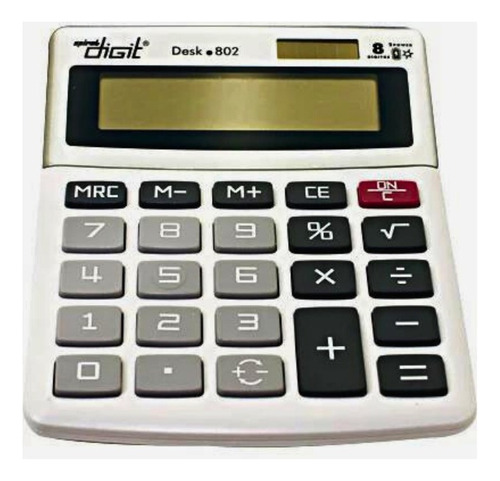 Calculadora De Mesa Bateria E Solar Com 8 Dígitos Cinza 