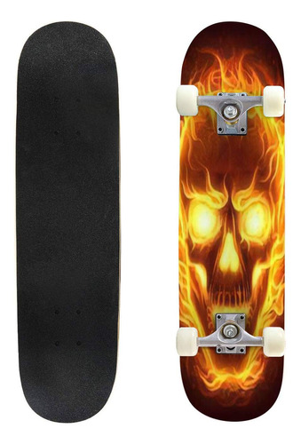 Patineta Fire Skull De 31 X 8 Pulgadas, Patineta De Doble De