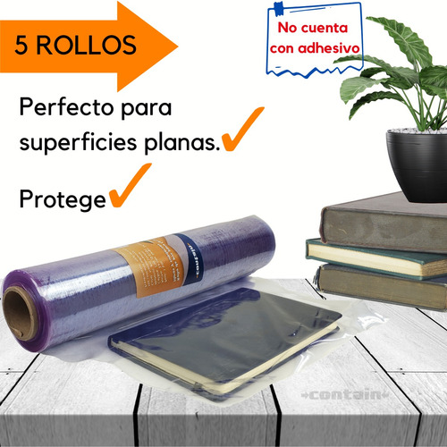 5 Rollos Plastico Vinilo Pvc 34cms Cal250 Para Forrar Libros