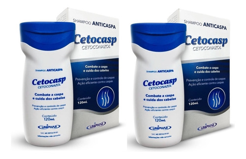 Kit 2 Shampoo Cetoconazol Anticaspa 120ml Cetocasp - Uniphar