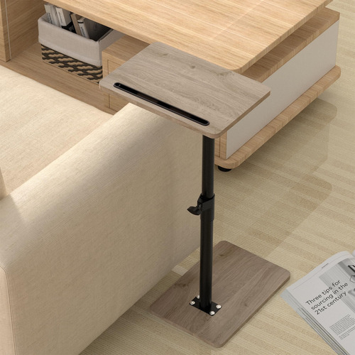 Mesa Auxiliar Ajustable Para Sofá Y Cama Con Ranura Para Tel Gris