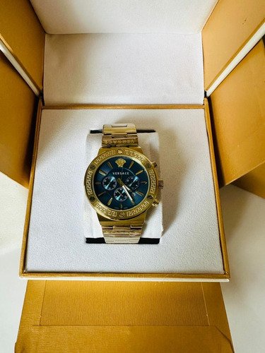 Reloj Pulsera Versace Dorado/petróleo Dorado Dorado Azul (Usado)
