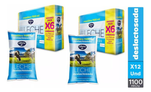 Pack X 12 Bolsa De Leche Deslactosada 1.1 L