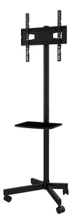 Soporte Naku Rack Para Tv De 32 A 55 Con Ruedas Y Estante Color Negro