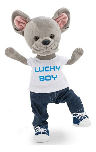 Perrito D Peluche Articulado Con Guardarropa Lucky Doggy Boy