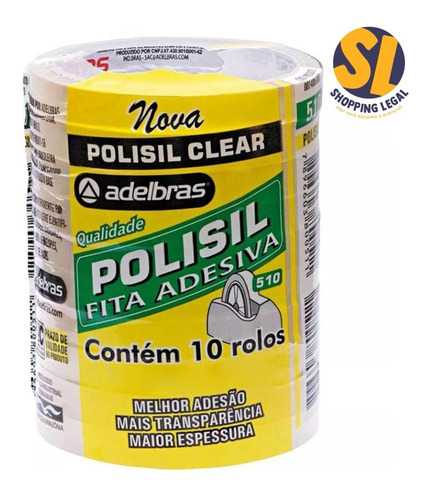 Imagem 1 de 4 de Fita Empacotamento Polisil 510 12mmx40m Adelbrás Kit 10 Unid