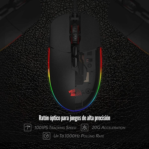 Mouse Redragon Invader M719 Rgb 10000 Dpi - Negro