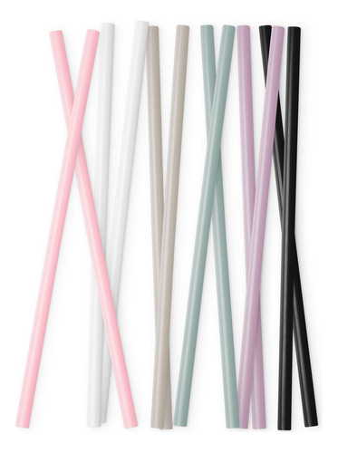 Pajillas De Plástico Reusable Para Tazones, Paquete De 12