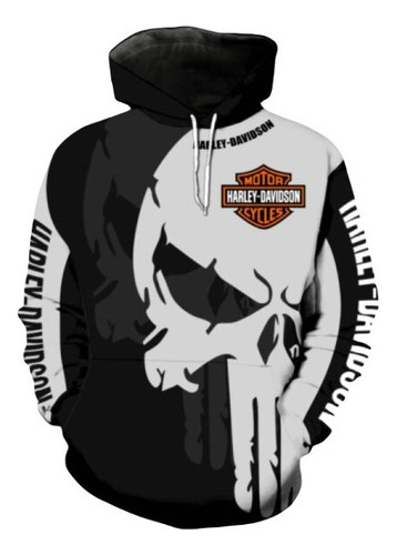 Sudadera Con Capucha Unisex Estilo Harley Davidson Punisher