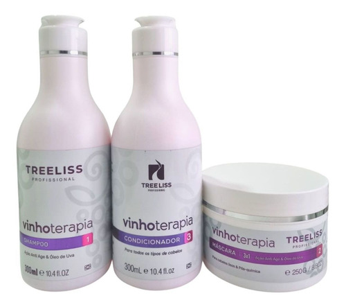 Kit Manutenção Cabelo Pós Progressiva Treelis Vinho Terapia 