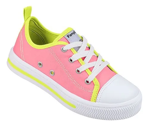 T nis Infantil Feminino Pampili Easy Rosa E Neon Cano Baixo