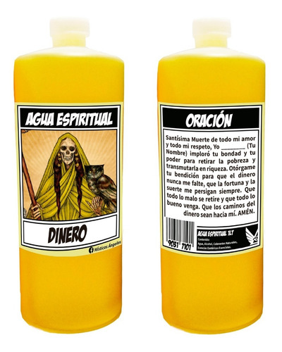 Agua Espiritual Santa Muerte Dinero (amarilla)