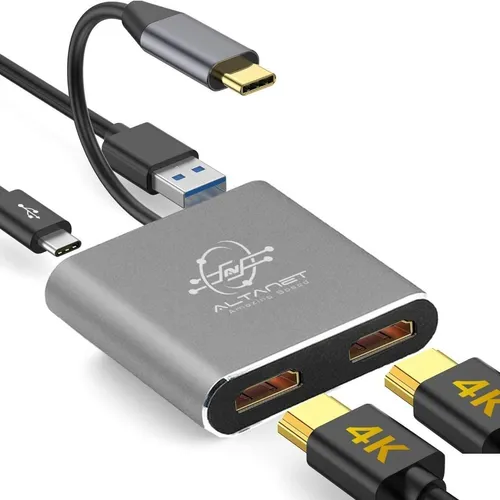 Hub Adaptador Usb-c Pd 2 Monitores Independientes Hdmi 4k