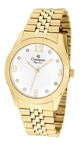 Relógio Champion Feminino Elegance Dourado Cn25298h Cor do fundo Branco