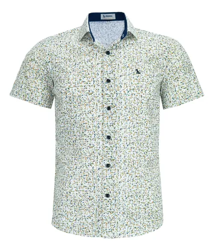 Camisa Social Amil Estampada Manga Curta Não Amassa 1801