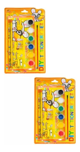 Paquete De 2 Kits Escolares Con Diseño Kawaii Con Acuarela
