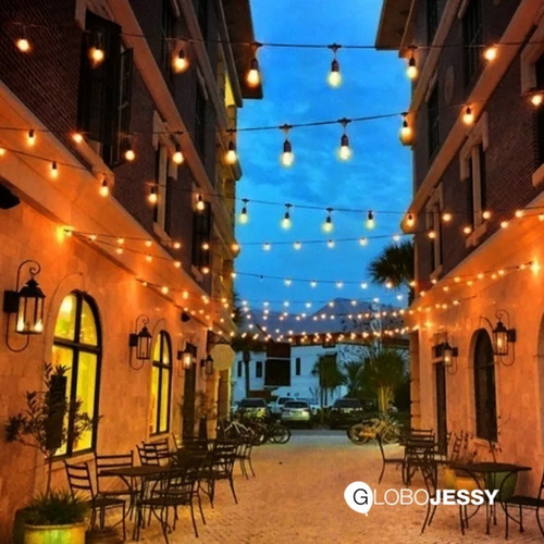 Imagen 8 de 10 de Guirnalda Vintage Luces Led Para Exterior 10 Mts 20 Focos