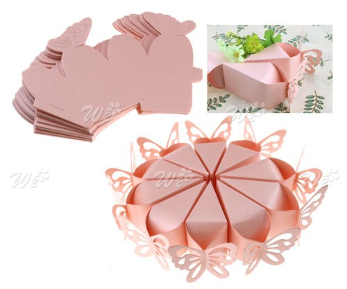 50 X Mariposa Rosa Favor Regalo Dulces Cajas Boda Boda Bebé 