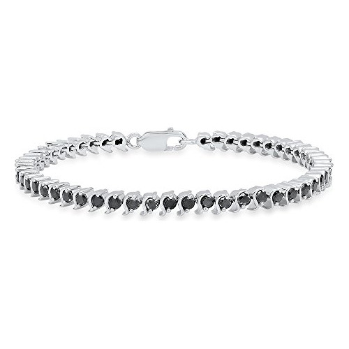 Pulsera Tenis Diamante Negro, Plata