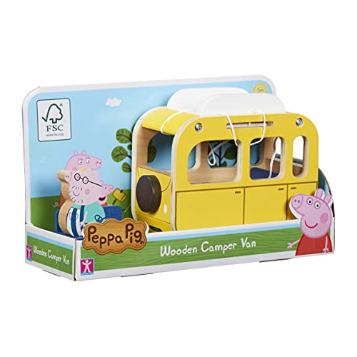 Peppa Pig Wooden Campervan, Empujar A Lo Largo Del Vehículo