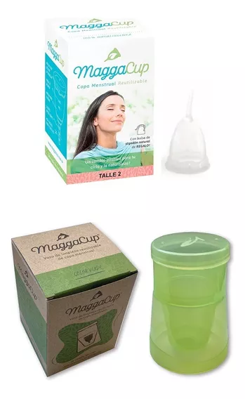 Copa Menstrual Maggacup Silicona + Vaso Esterilizador Verde