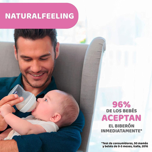 Imagen 5 de 7 de Chicco Biberón Naturalfeeling Azul 150 Ml 0m+