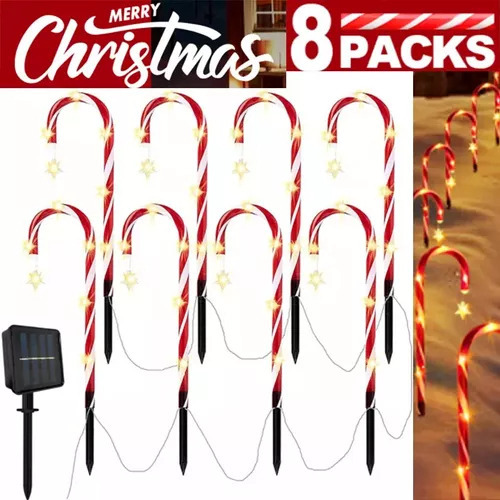 X @ Decoração De Natal Em Forma De Estaca Solar Candy Cane