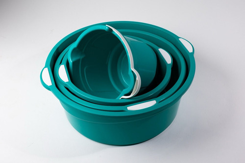 Kit Lavanderia 3 Bacias + 1 Balde Grande Reforçada Multiuso Verde
